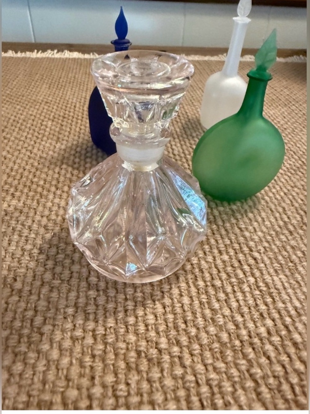 Vintage handblown decanters glass perfume bottles essentials oil bottles ~blue - Picture 4 of 10